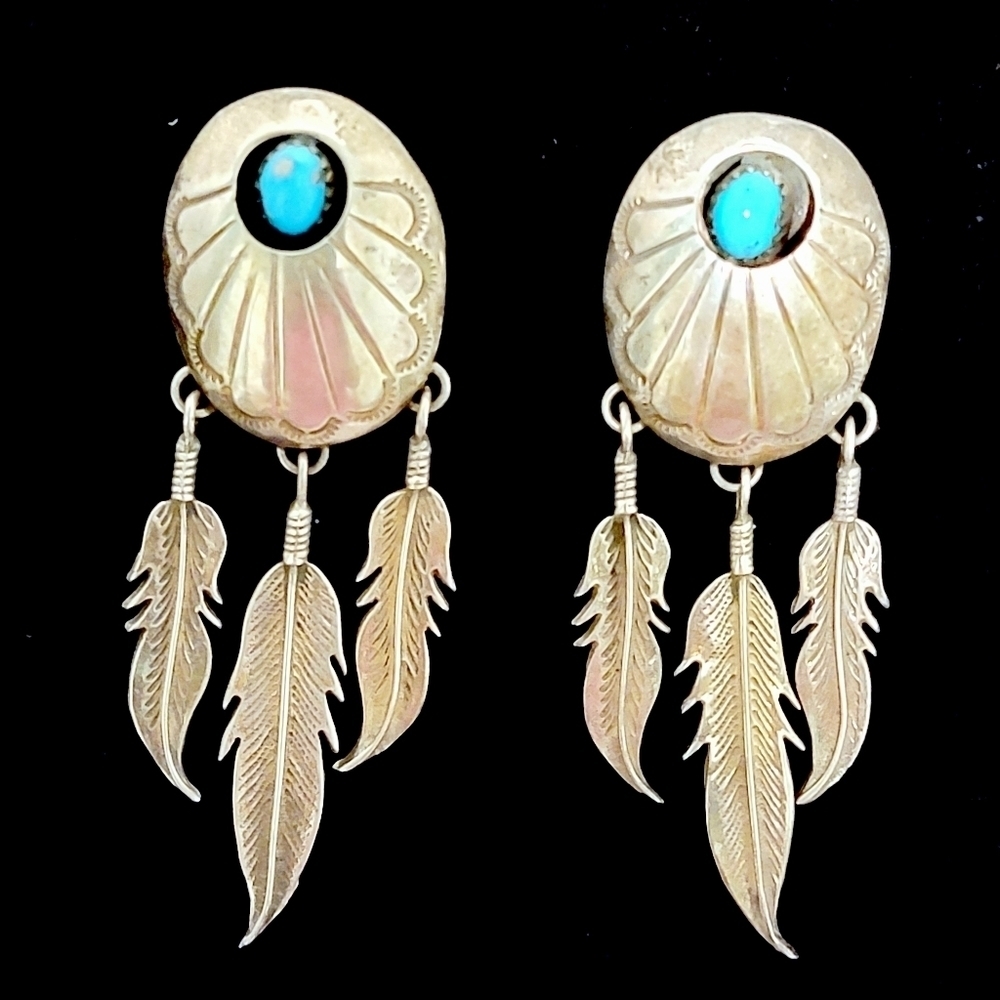 NAVAJO Sterling Silver Earrings - Picture 4 of 8